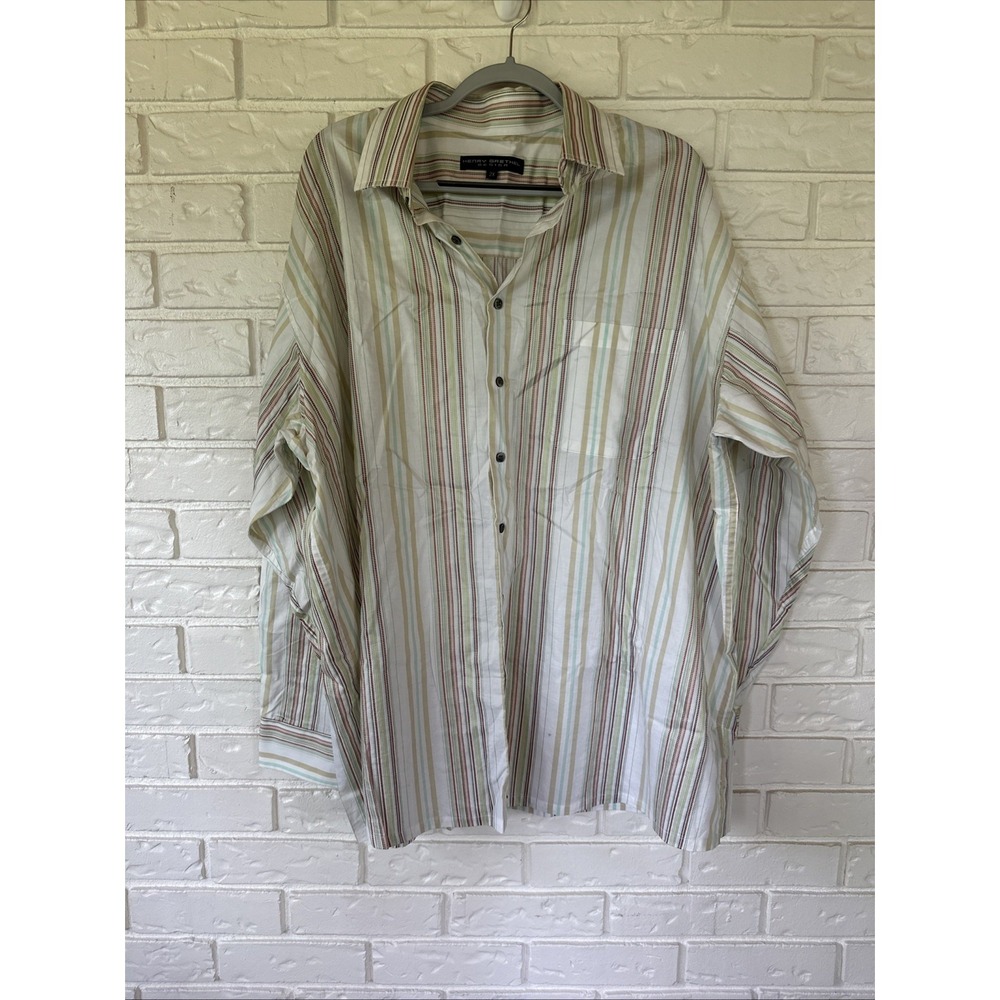 Henry Grethel Design 2X Striped Button Up Shirt‎ Retro Grandpa Coastal Core